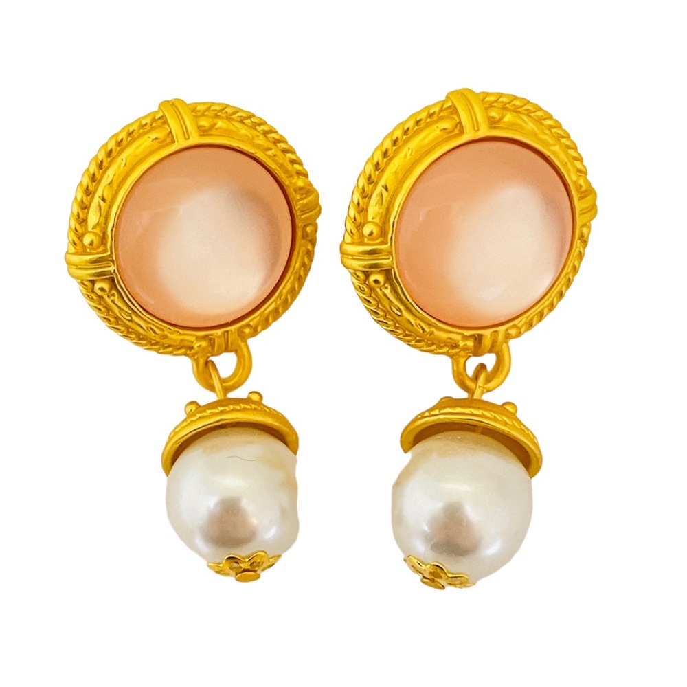 NEW vintage runway style glass gold plated statement earrings